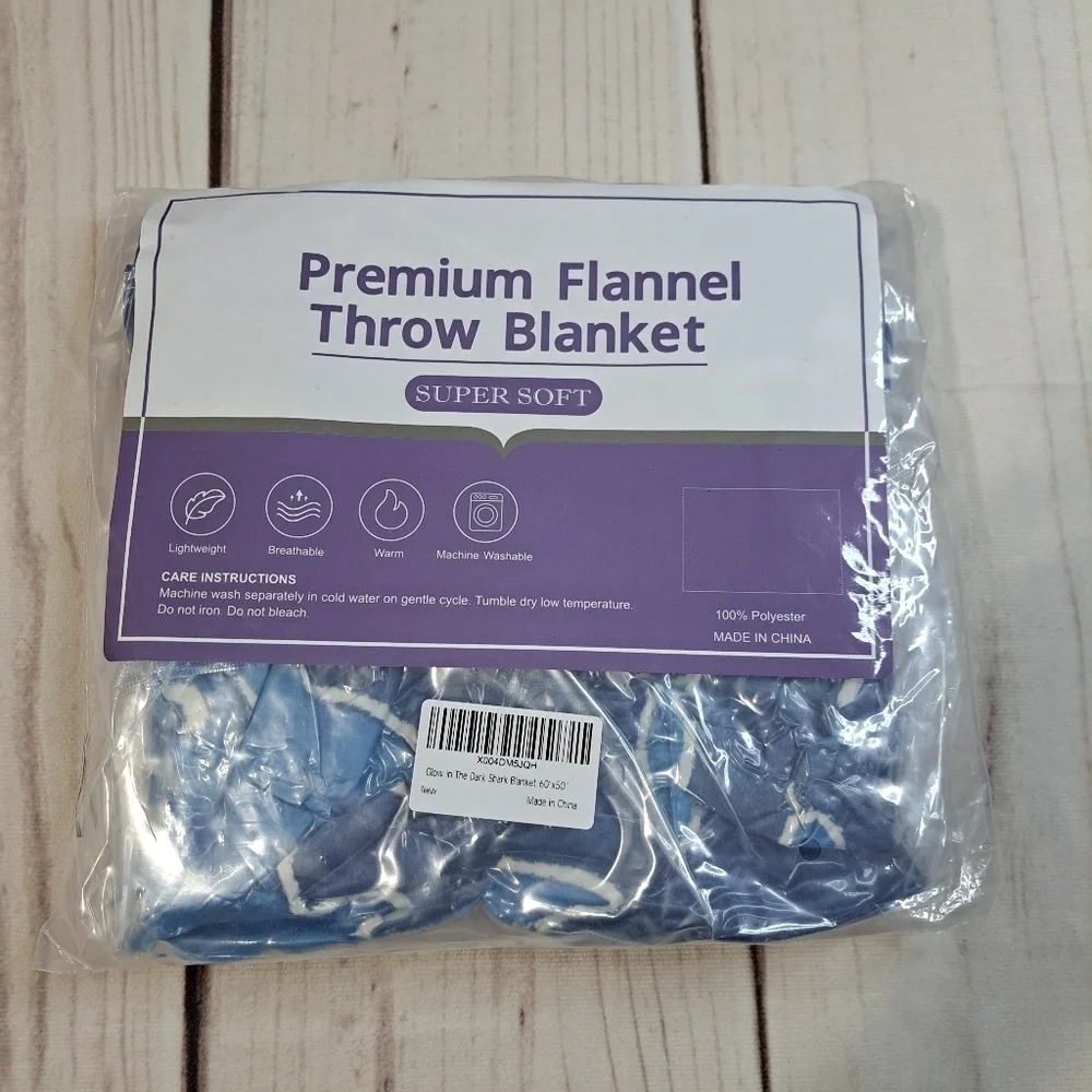 Glow in the Dark Shark Blanket Throw
